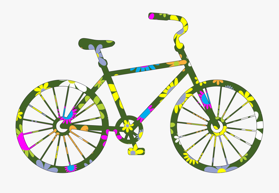 Retro Floral Bicycle - Love To Ride Bike, Transparent Clipart