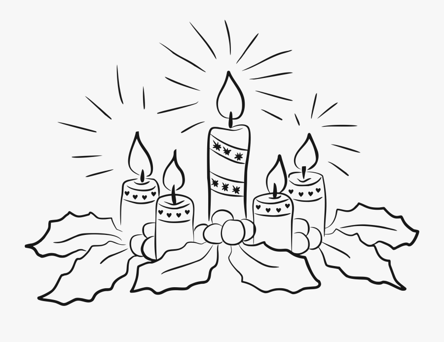 Christmas Candles Line Art Jpg Freeuse Stock - Christmas Candles Clipart Black And White, Transparent Clipart