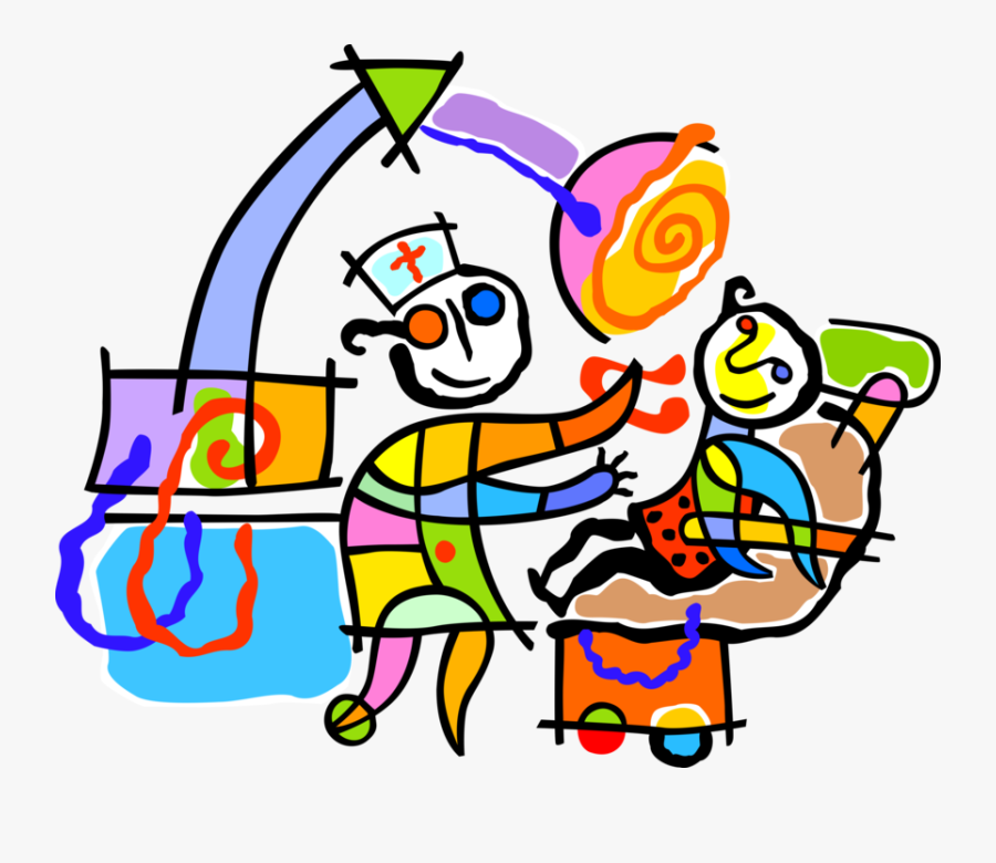 Vector Illustration Of Dentist Performs Dental Procedures - Dentist Cartoon, Transparent Clipart