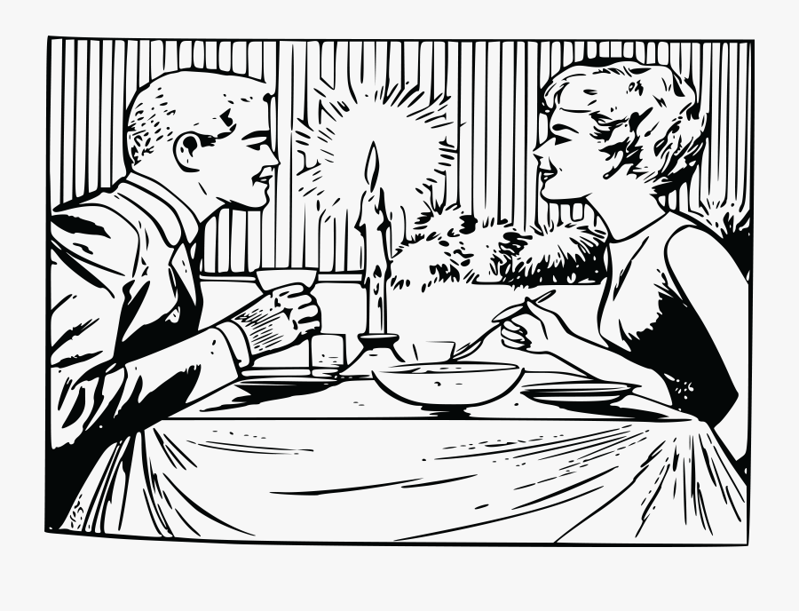 Book And Candle Clipart - Clipart Black And White Dinner Date, Transparent Clipart