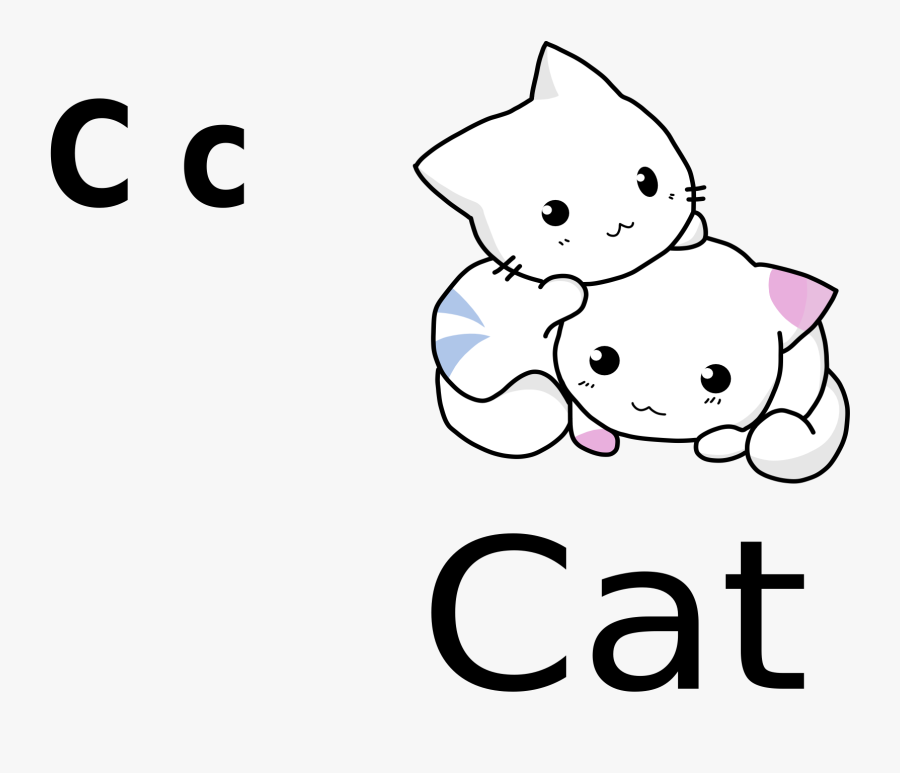 Clip Art C For Cat Black White Line Art Svg - Anime Cat Coloring Pages, Transparent Clipart
