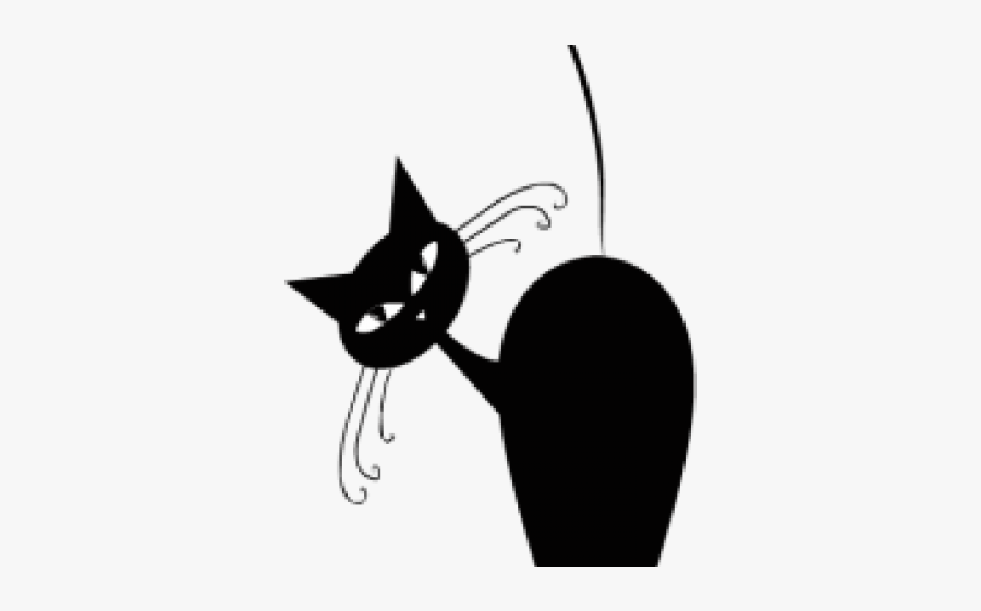 Black Cat Silhouette, Transparent Clipart