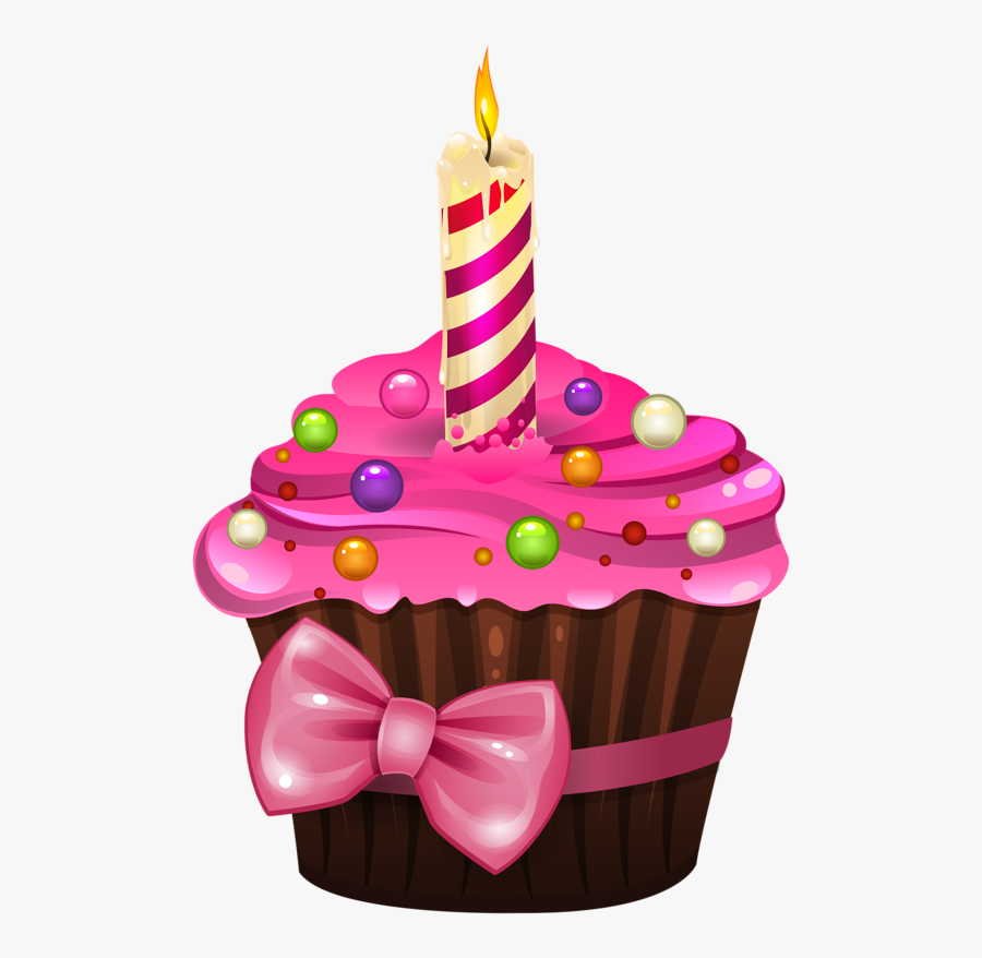 Cupcake With Candle Clipart - Bolo De Aniversário Desenho, Transparent Clipart