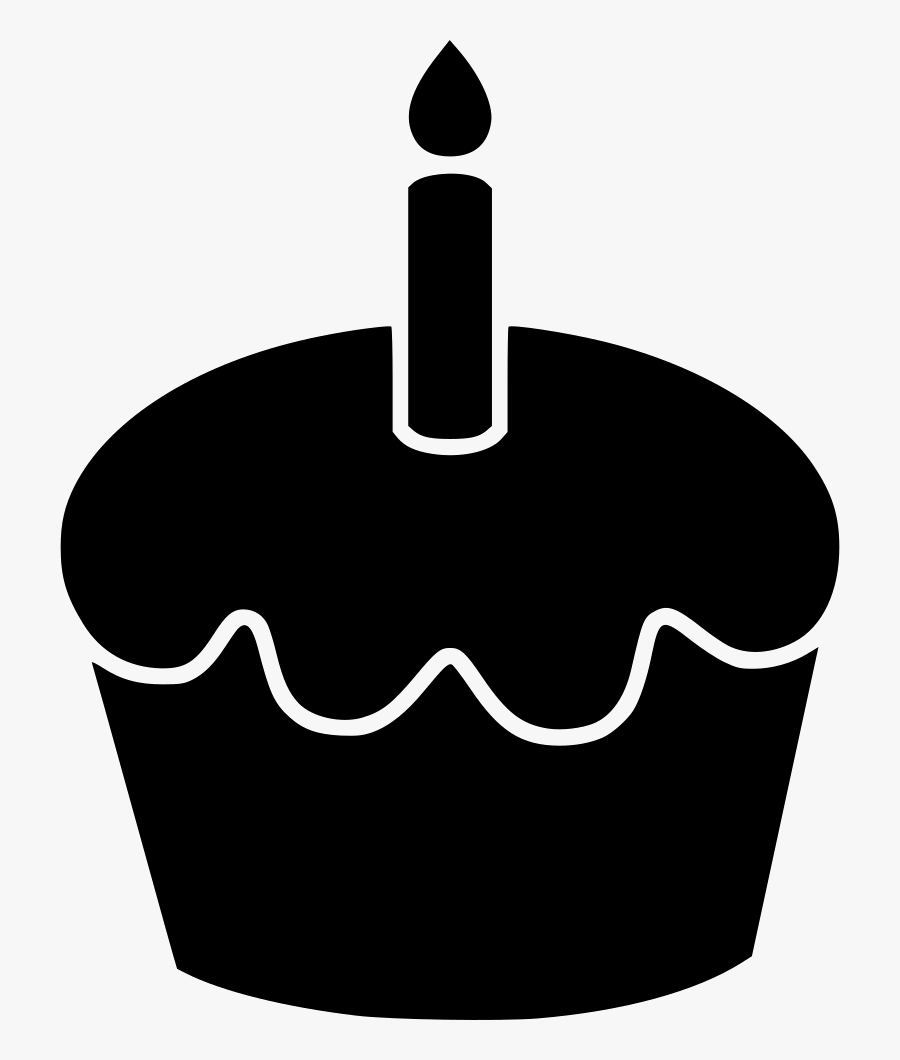Cupcake Muffin Candle Cake Party Svg Png Icon Free - Cupcake With Candle Svg, Transparent Clipart