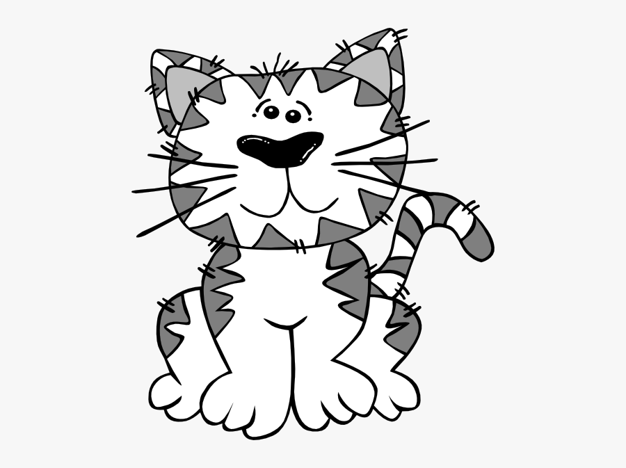 Cat Cartoon White Gray Clip Art - Cartoon Cat With Transparent Background, Transparent Clipart