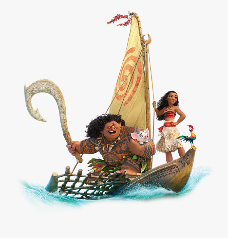 Moana E Amigos - Moana And Maui On Boat, Transparent Clipart