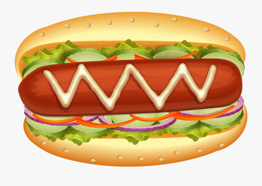 Hot Dog With Salad Png Clipart - Hot Dog Clipart Png, Transparent Clipart