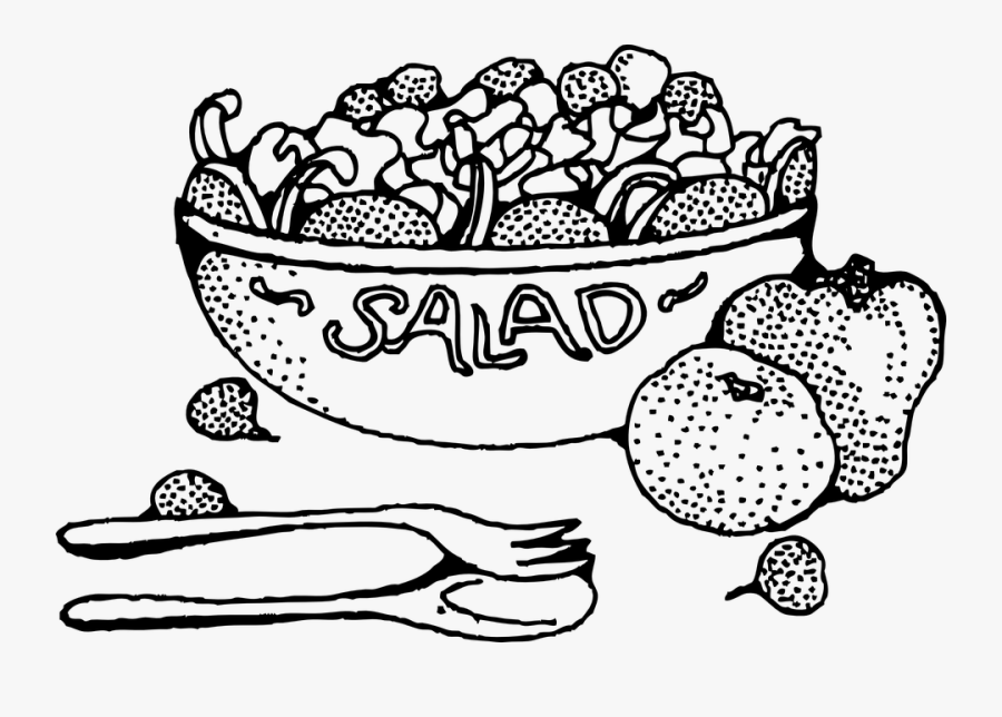 Cartoon Salad Clipart Vegetable Clip Art - Salad Black And White, Transparent Clipart