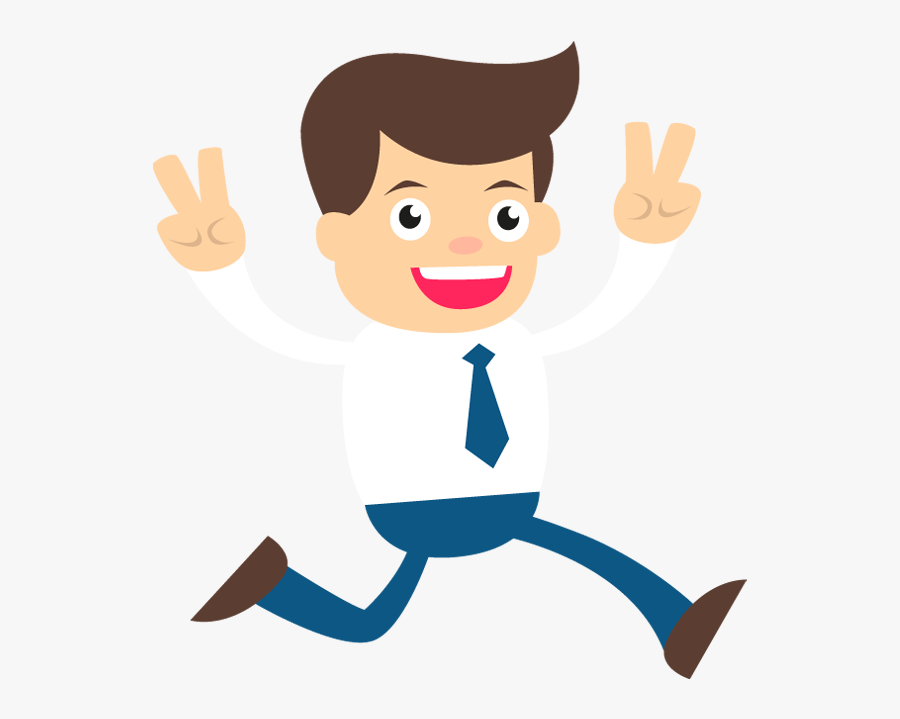 Happy Businessman Hands Raised Up - Clip Art Business Man, Transparent Clipart