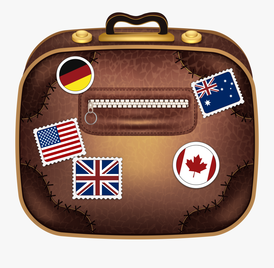 Brown With Flags Png - Luggage Passport Ticket, Transparent Clipart