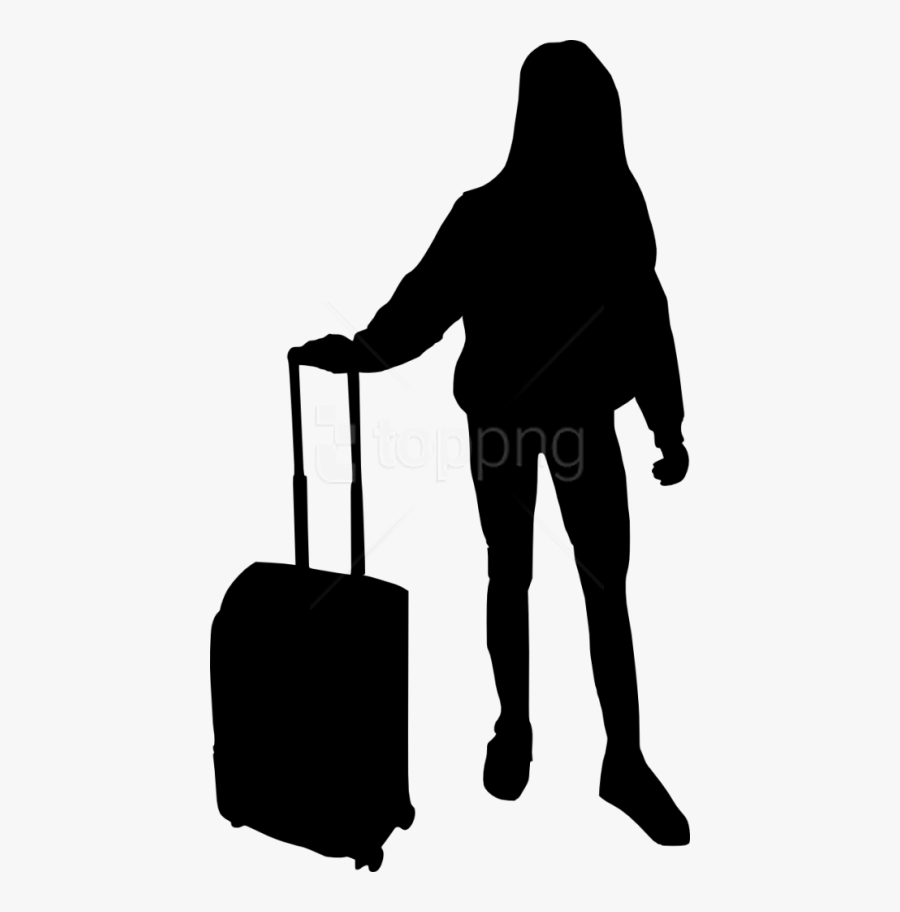 Free Png People With Luggage Silhouette Png Images - Silhouette Of Woman With Luggage, Transparent Clipart