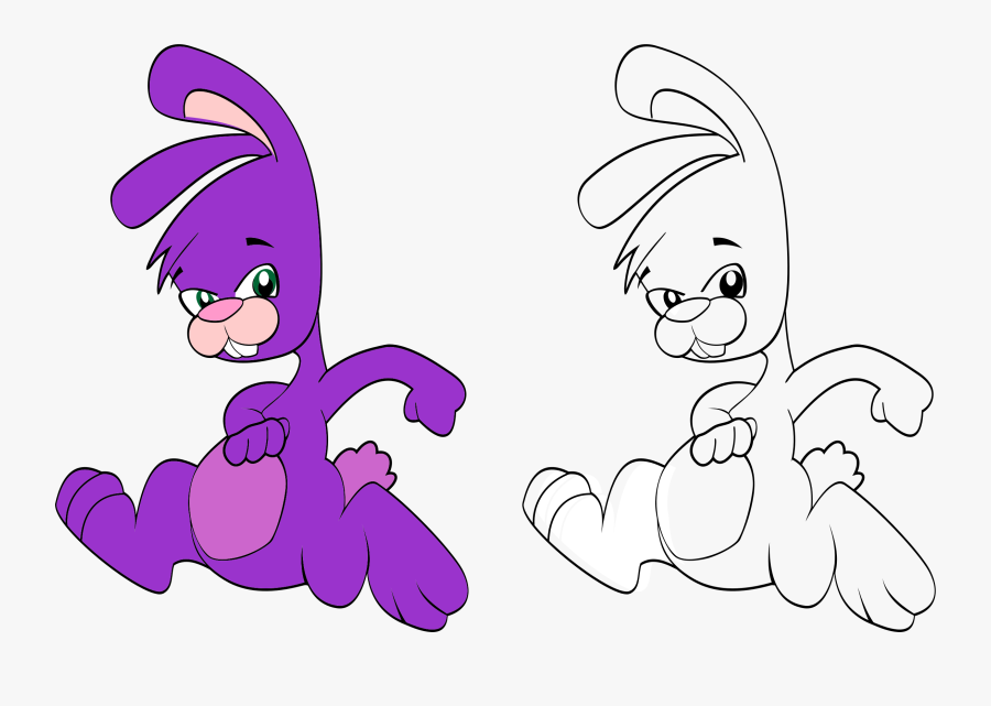Purple And Line Art Bunny Clip Arts - Colorea Igual, Transparent Clipart