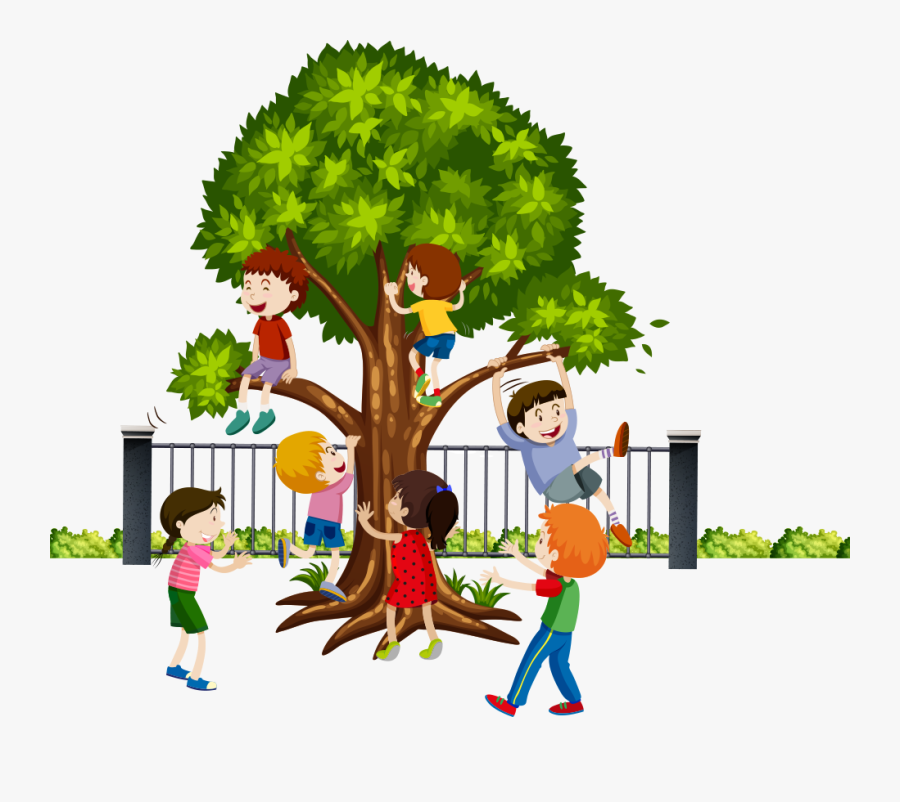 Monkey On Tree Clipart - Boy Climbing Tree Cartoon, Transparent Clipart