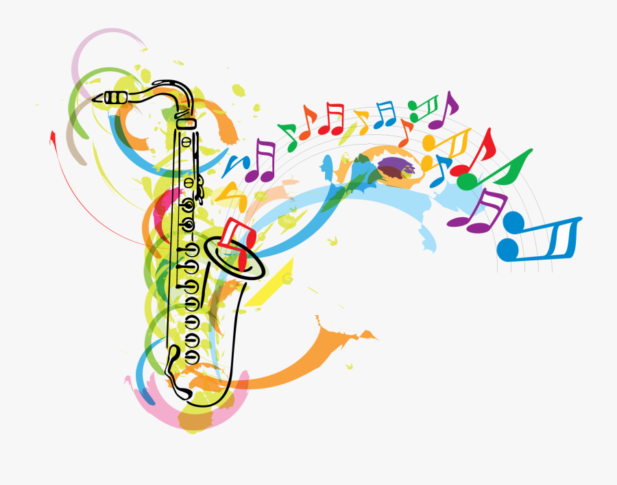 Saxophone Musical Note Clip Art - Music Notes And Instruments Clip Art, Transparent Clipart