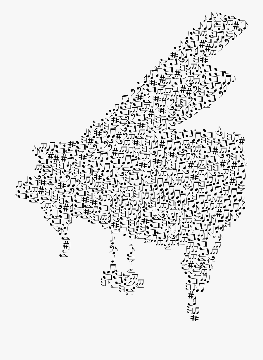 Grand Piano Musical Notes Black Clip Arts - Piano Music Notes Png, Transparent Clipart