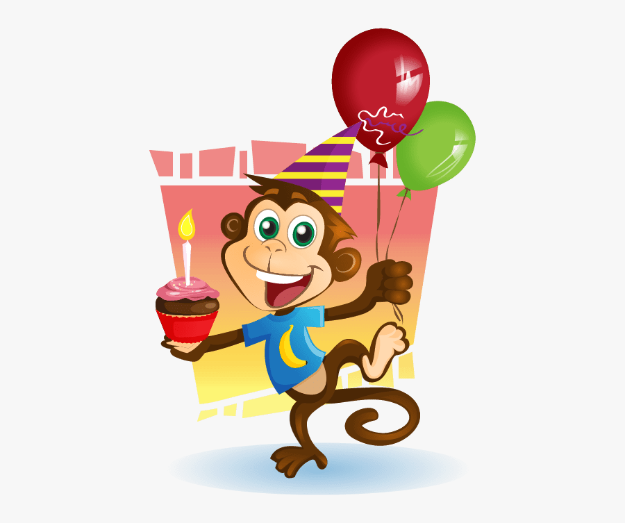 Monkey Clipart Birthday - Cartoon Party Monkey, Transparent Clipart