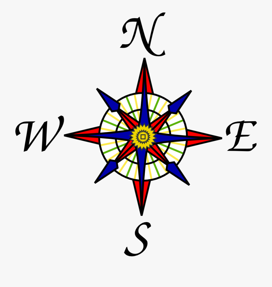 Key And Compass Rose, Transparent Clipart