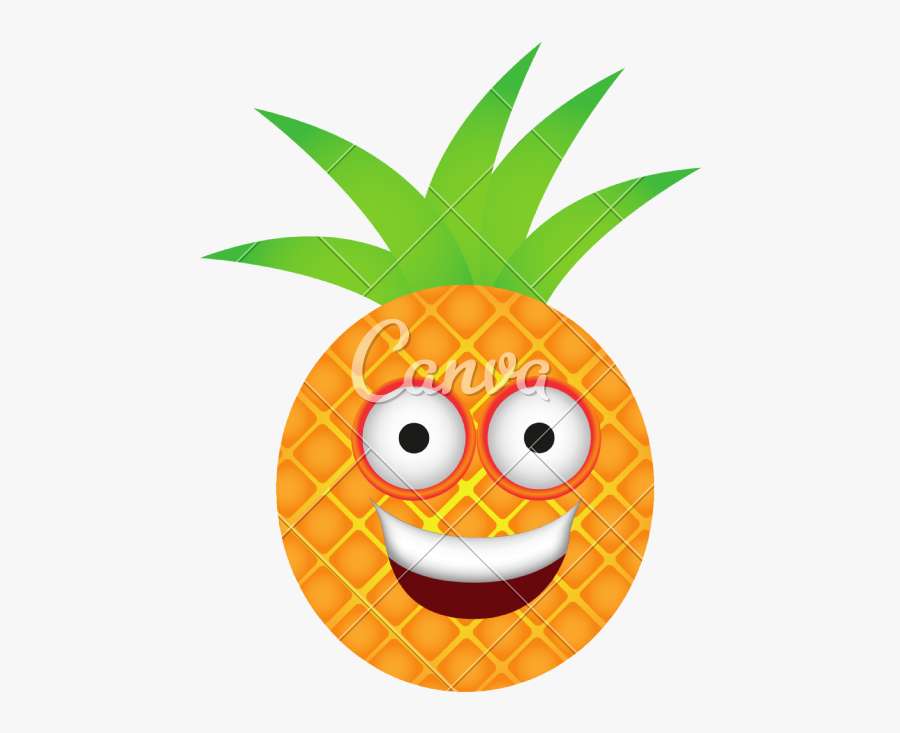 Colored Clipart Pineapple - Cartoon Pineapple With Face, Transparent Clipart
