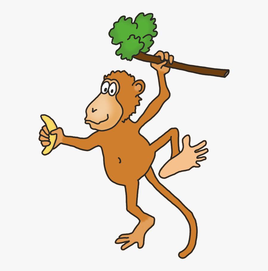 Funny Monkey Drawing With Banana, Transparent Clipart