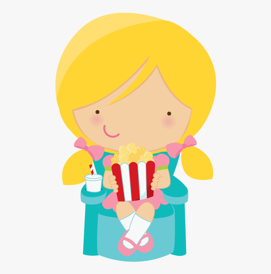 Cute Clipart Girl Eating Popcorn Minus - Girl Eating Popcorn Clipart, Transparent Clipart