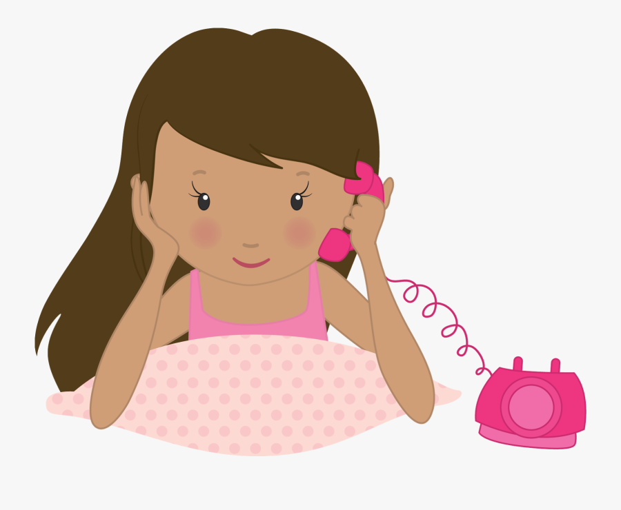 Girls At Phone Clip Art - Festa Do Pijama Png, Transparent Clipart