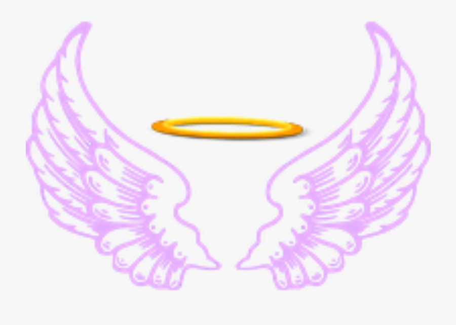 Ftestickers Fantasyart Angel Wings Halo Purple - Angel Wing And Halo Png, Transparent Clipart