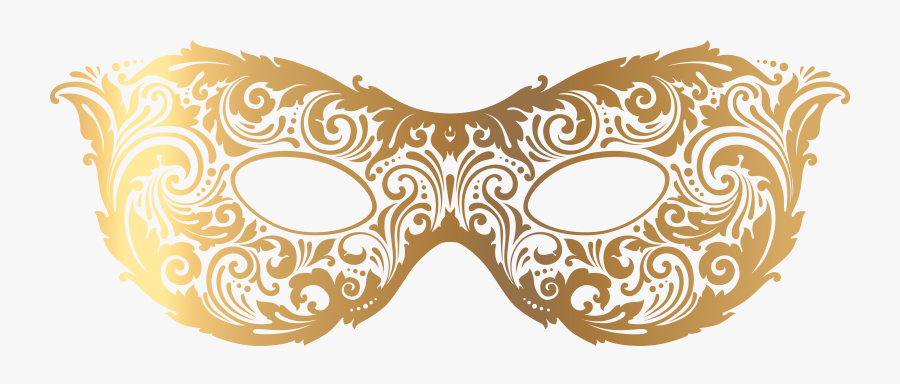 Gold Carnival Mask Clip Art Image - Transparent Background Gold Masquerade Mask Png, Transparent Clipart