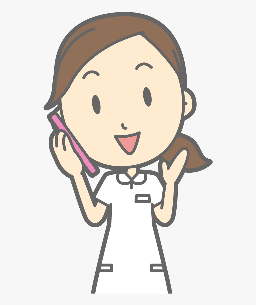 Female Using Smartphone - 無料 イラスト 看護 師長, Transparent Clipart