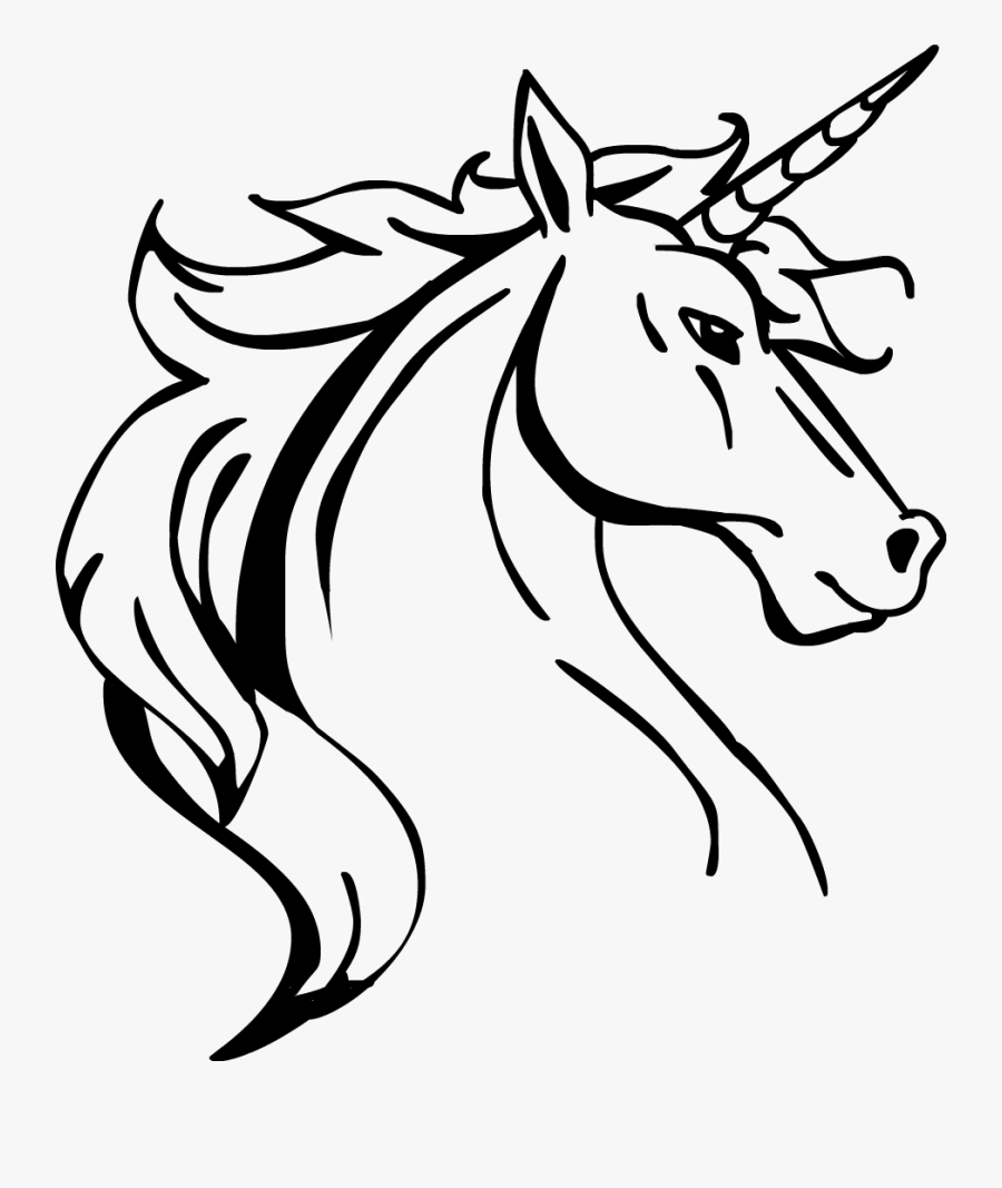 Aluminum Baseball Bat Clip Library Library Line Drawing - Unicorn Head Line Drawing, Transparent Clipart
