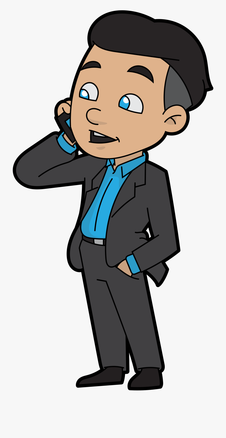 Transparent Cartoon Phone Png - Cartoon Businessman On The Phone, Transparent Clipart