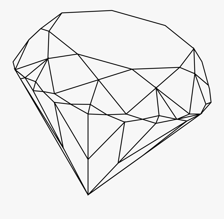 Diamond Drawing Clipart - Diamond Gem Line Drawing, Transparent Clipart