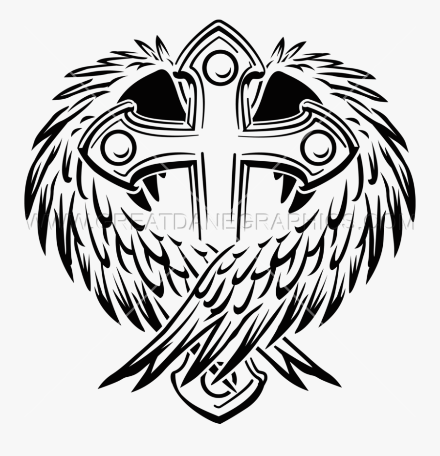 Cross With Wings Production Ready Artwork For Ⓒ - Cross With Wings Clipart, Transparent Clipart