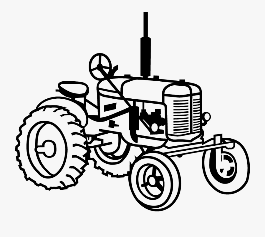 Drawing Tractors Land Transport Graphic Black And White - Land Transport Black And White, Transparent Clipart
