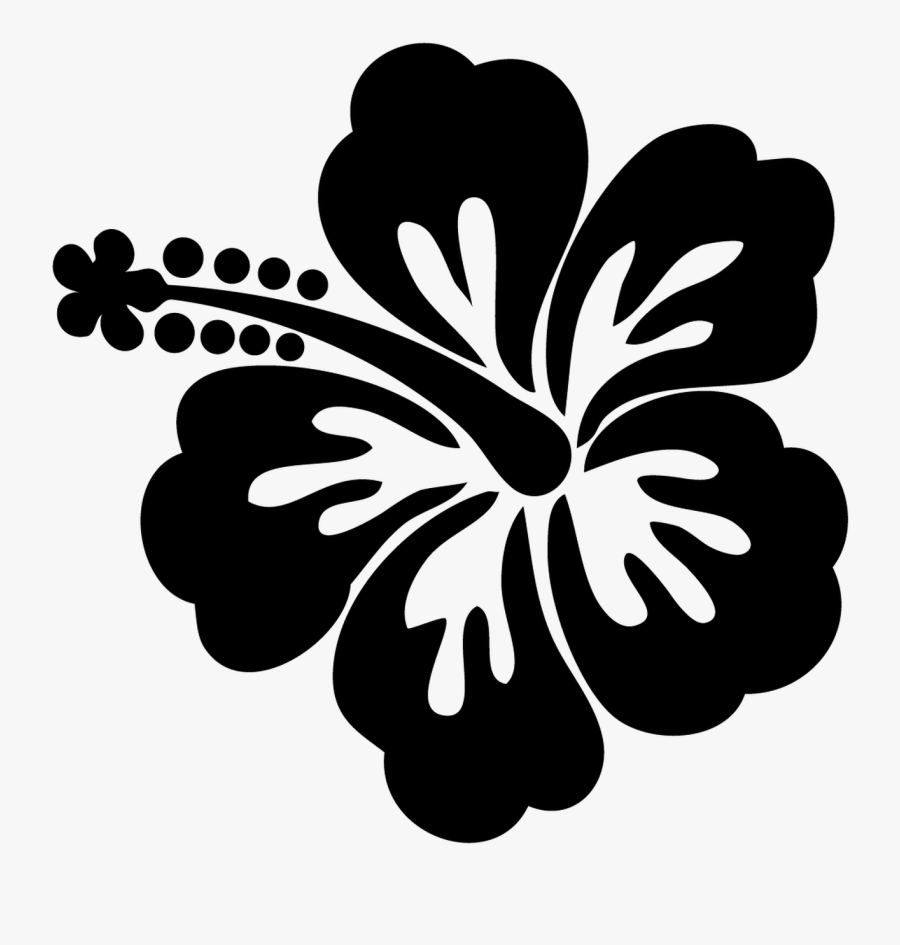 Hawaiian Flower Drawing Clipart - Hawaiian Flower Black And White, Transparent Clipart