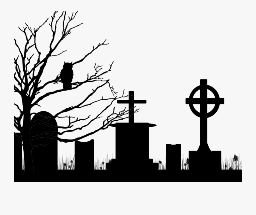 Headstone Clipart Drawing - Cemetery Clipart Black And White, Transparent Clipart