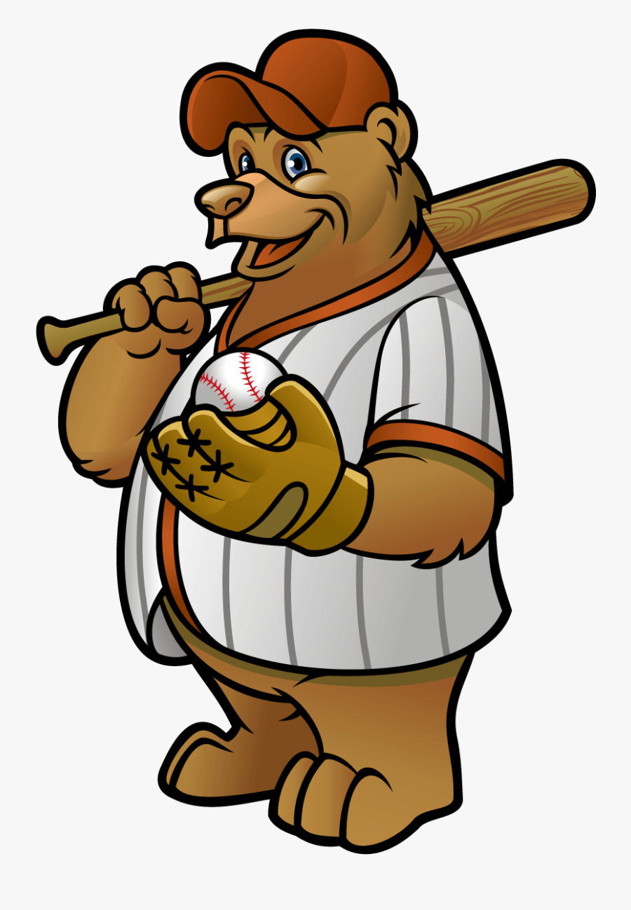 Cartoon Bear Baseball Logo, Transparent Clipart