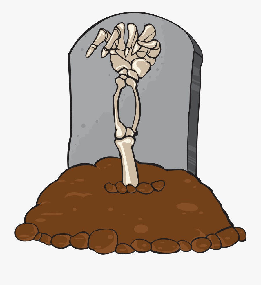 Gravestone Clipart Painting - Skeleton Hand Coming Out Of Grave, Transparent Clipart
