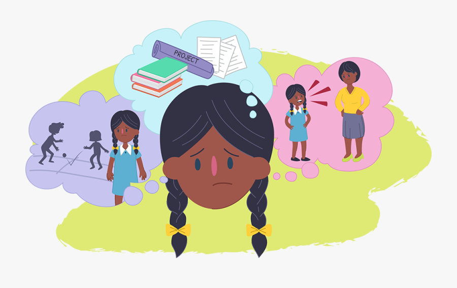 Girl Overwhelmed By Bullying, School And More - Illustration, Transparent Clipart