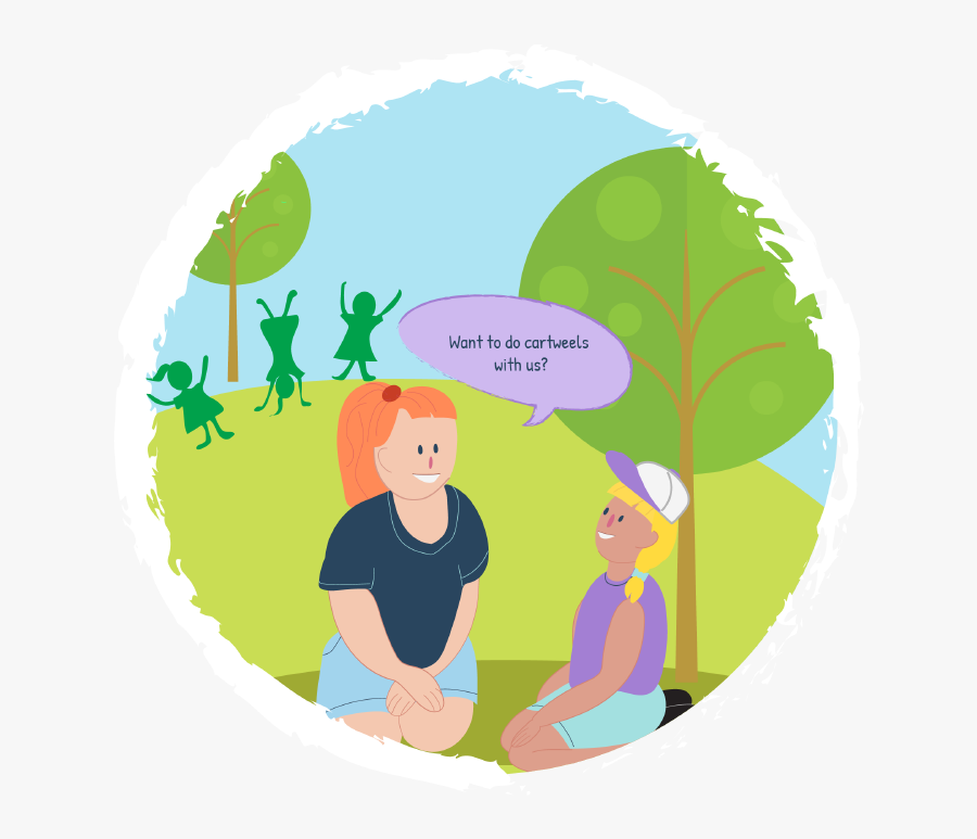 Two Girls Talking To Each Other, One Invites The Other - Illustration, Transparent Clipart