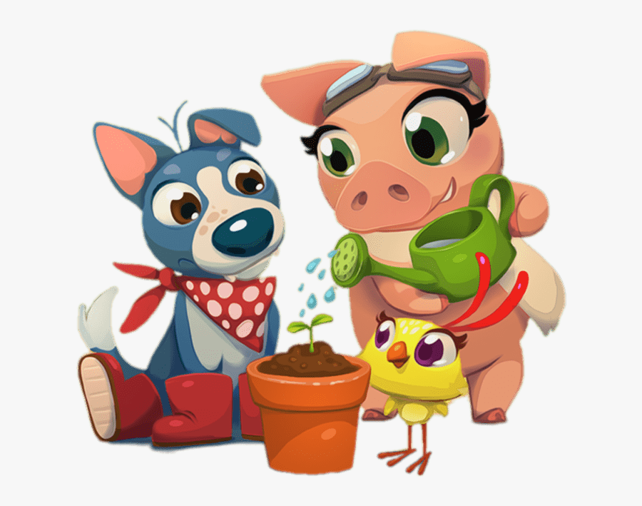 Farm Heroes Saga Friends Watering Plant - Farm Heroes Saga, Transparent Clipart