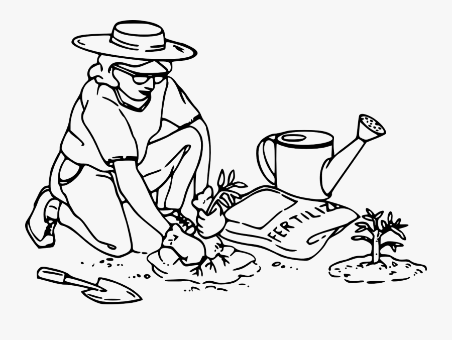 Gardening Gardener Planting Free Picture - Gardening Clipart Black And White, Transparent Clipart