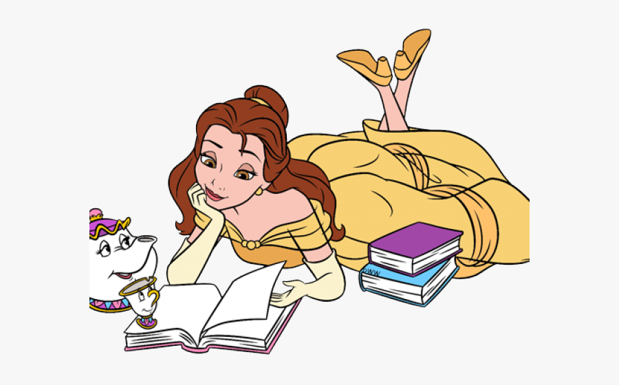 Beast Clipart Reading - Belle Reading Coloring Pages, Transparent Clipart