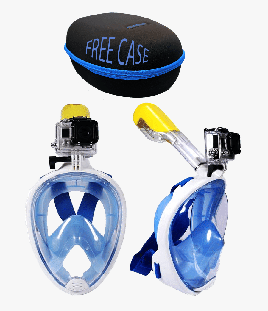 Snorkel Mask White Blue With Case - Snorkeling Full Face Mask Pink, Transparent Clipart