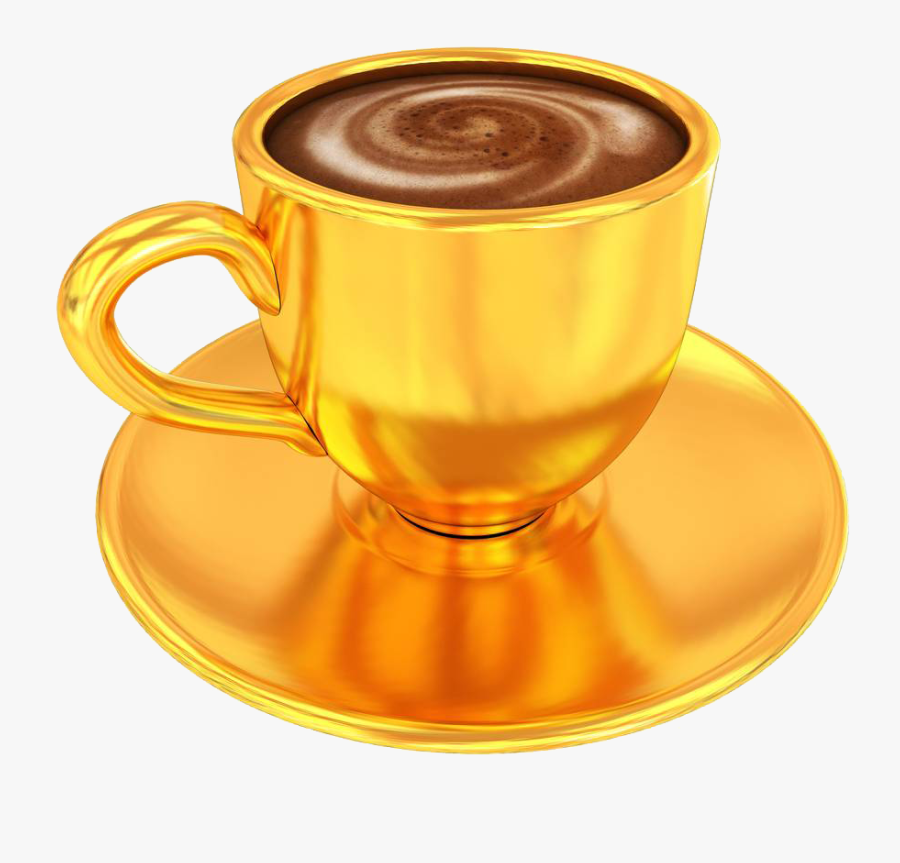 Doppio Coffee Cappuccino Cup Tea Golden In Clipart - Golden Cup Of Tea, Transparent Clipart