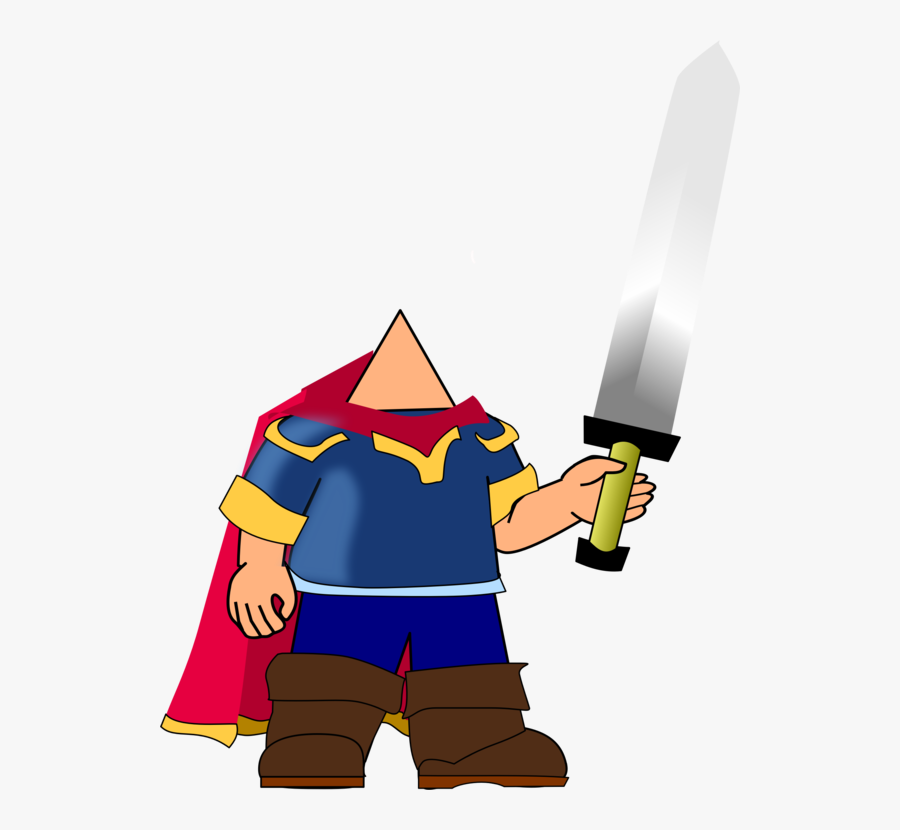 Angle,fictional Character,technology - Cartoon Person With A Sword, Transparent Clipart