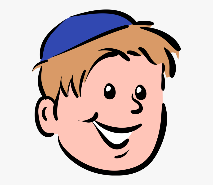 Vector Illustration Of Boy Wears Jewish Kippah Kip - Jewish Kid Clipart, Transparent Clipart
