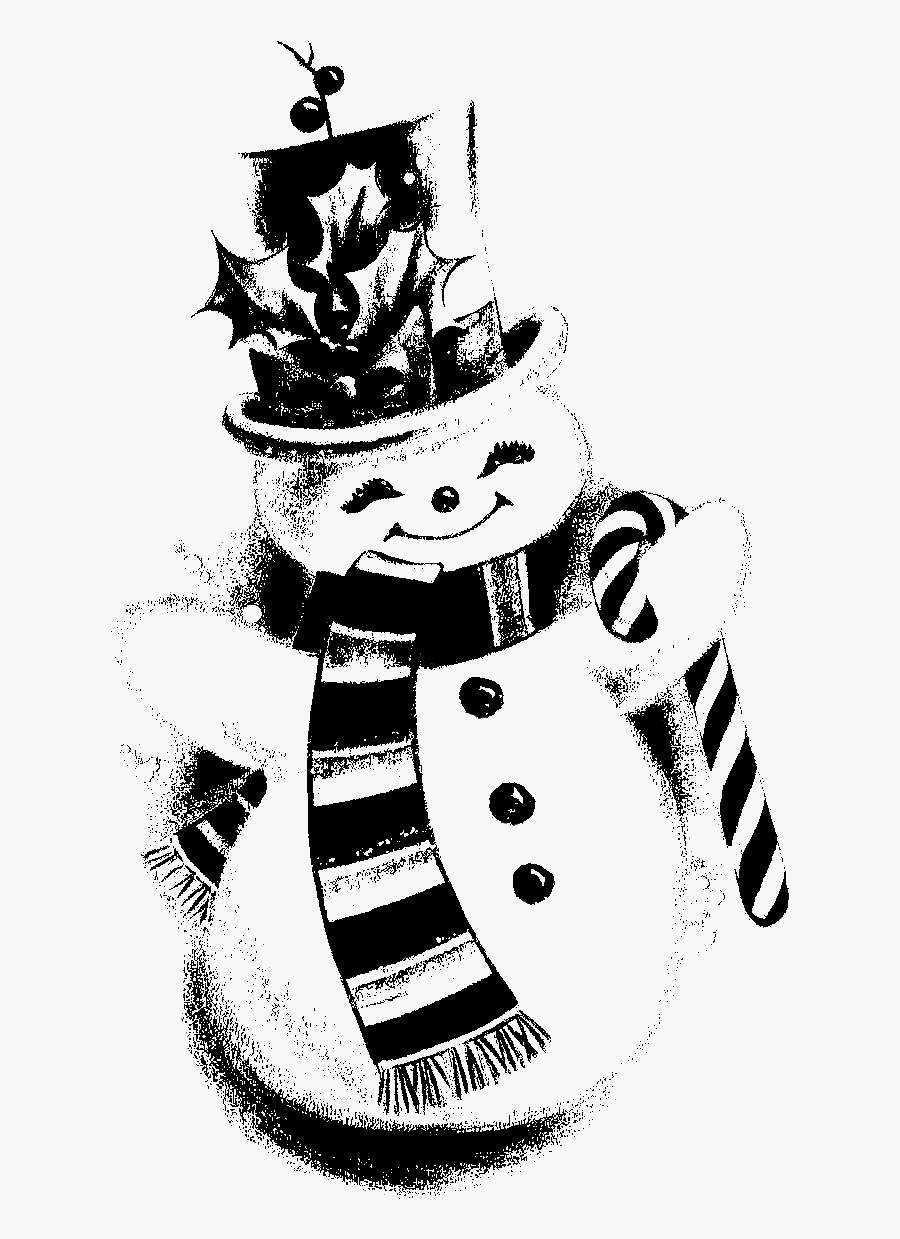 Clipart Snowman Old Fashioned - Retro Snowman Black And White Clip Art, Transparent Clipart