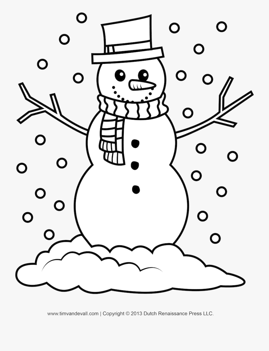 Snowman Free Clipart Template Printable Coloring Pages - Snowman Black And White, Transparent Clipart