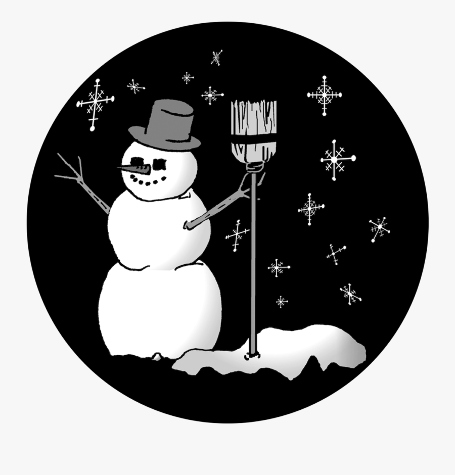 Apollo Design He-1462 Snowman Broom B&w Superresolution - Cartoon, Transparent Clipart