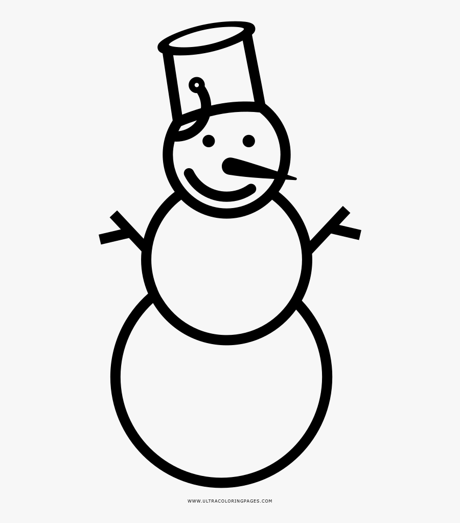 Snowman Coloring Page - Snemand Png, Transparent Clipart